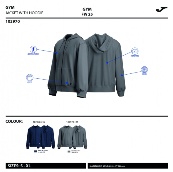 CHAQUETA CON CAPUCHA INDOOR GYM GRIS