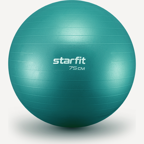БЕЗ УПАКОВКИ Фитбол STARFIT GB-108 антивзрыв, 1200 гр, бирюзовый, 75 см