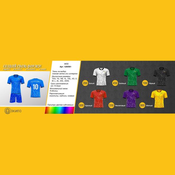  Футбольная форма ЭКИПО WEB Синий цвет