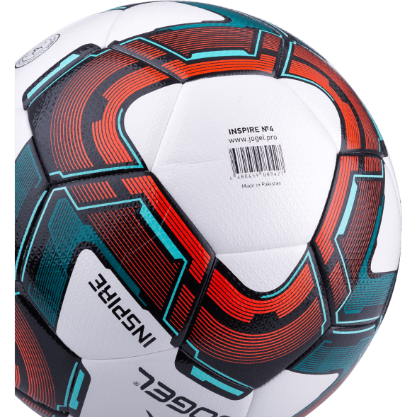 Мяч футзальный JOGEL Inspire №4, белый/черный/красный