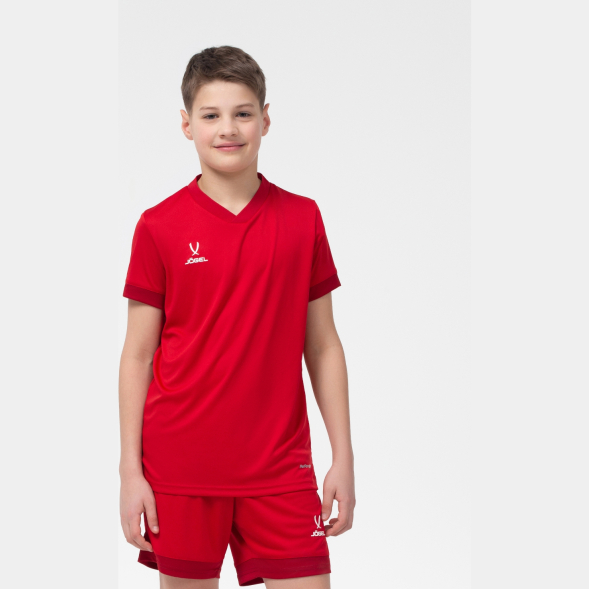 Футболка игровая JOGEL DIVISION PerFormDRY Union Jersey, красный/ темно-красный/белый, детский