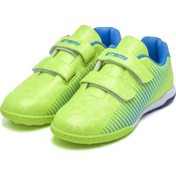 Бутсы футбольные ATEMI, SBA-006 TURF KIDS, цв. ярко-салатовый/ синий (28)