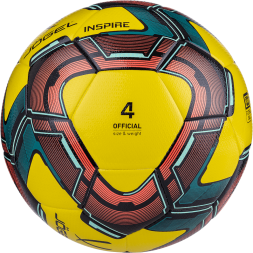 Мяч футзальный JOGEL Inspire №4, желтый/черный/красный