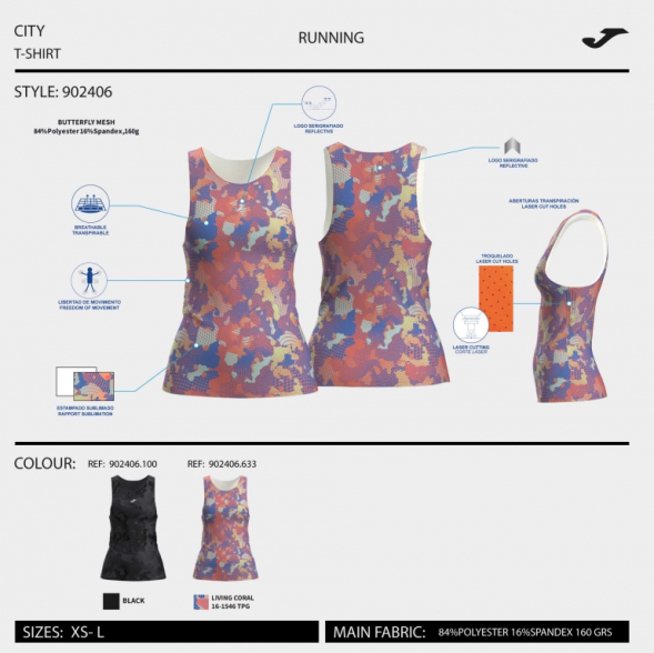 CAMISETA SIN MANGAS R-CITY CORAL