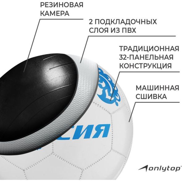 Мяч футбольный ONLYTOP «Россия», PVC, машинная сшивка, 32 панели, р. 5
