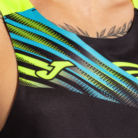 CAMISETA SIN MANGAS ELITE X NEGRO AMARILLO FLÚOR