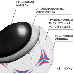 Мяч футбольный ONLYTOP, PVC, машинная сшивка, 32 панели, р. 5