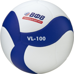 Мяч вол. ВОЛАР VL-100, р.5, оф.мяч ВФВ, синт.кожа (микрофибра), 18 панелей, клееный, бело-син