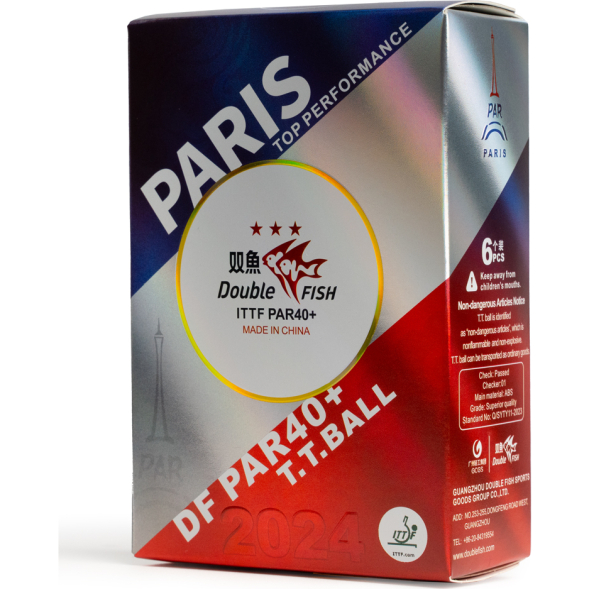 Мяч для настольного тенниса DOUBLE FISH PARIS 2024 Olympic Games 3***, PAR40+, ITTF Approved, 6шт.