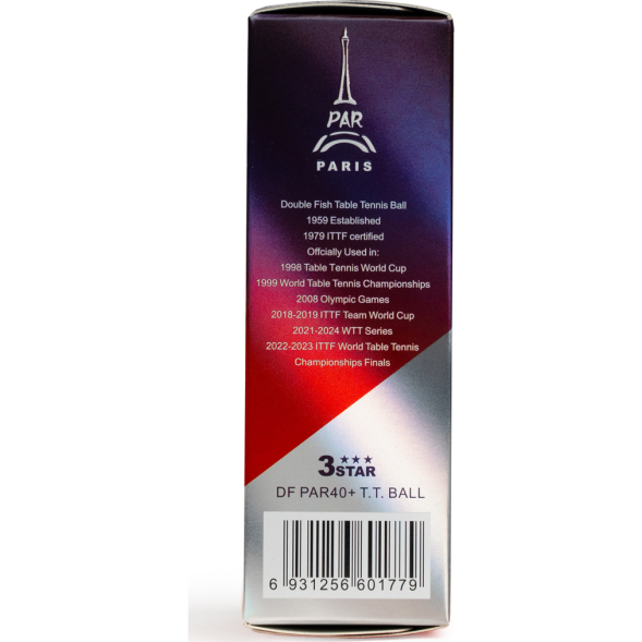 Мяч для настольного тенниса DOUBLE FISH PARIS 2024 Olympic Games 3***, PAR40+, ITTF Approved, 6шт.