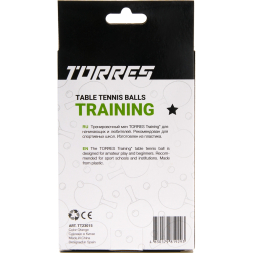 Мяч для наст. тенниса TORRES Training 1*, TT23015, диам. 40+ мм, упак. 6 шт, оранж