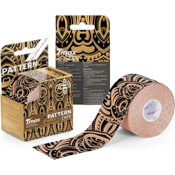 Тейп кинезиологический Tmax Pattern Green (5 см x 5 м), арт 100657, рис. камуфляж, зел-коричн-беж
