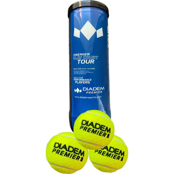 Мяч теннисный DIADEM Premier Clay Court Tour 3B, Europe-Ball-ClayTour-3B,уп.3 шт,одобр.ITF,фетр,желт