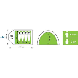 Палатка туристическая Аtemi ENISEY 4 CX, Ripstop