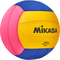 Мяч для водного поло MIKASA WP445D р.4, жен, резина, вес 400-450гр, дл.окр-65-67см, желто-сине-розов