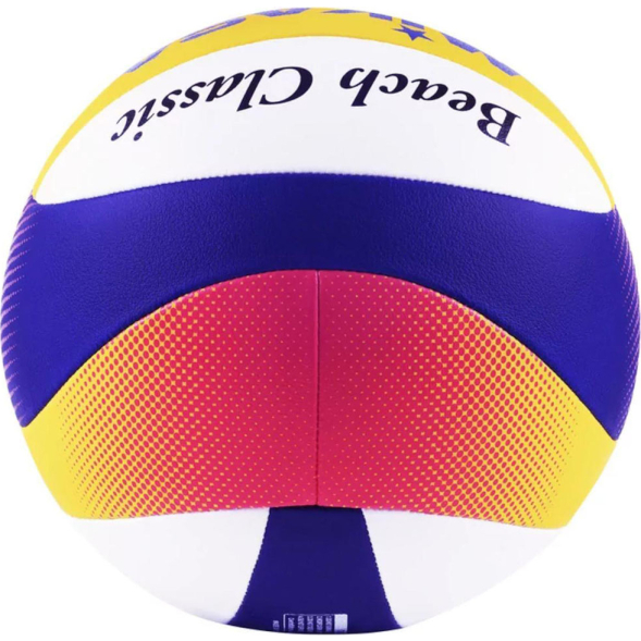 Мяч вол. пляжн. MIKASA BV551C, мягкая синт.кожа (ПУ),маш.сш.,10 пан, бут.кам,нейлон.к,бел-син-желт