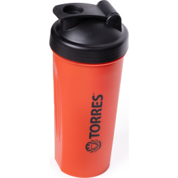 Шейкер спортивный TORRES, S01-600-01, 600мл, черная крышка с колпачком, пластик, прозрачный