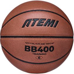 Мяч баскетбольный Atemi, р. 6, синтетическая кожа ПУ, 8 панелей, BB400N, окруж 72-74, клееный