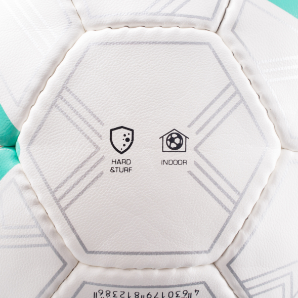 Мяч футзал. TORRES Futsal Training, FS323674, р.4,32 пан. ПУ, 4 подкл. слоя, ручн.сш,бело-фиолет-зел