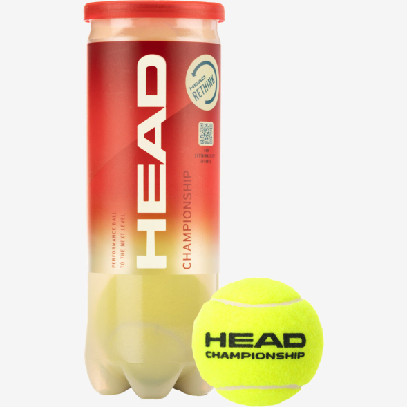 Мяч теннисный HEAD Championship 3B, 575301/575203, уп.3шт,одобр.ITF,сукно,нат.резина,желт