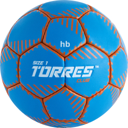 Мяч ганд. TORRES Club, H32441, р.1, ПУ, 5 подкл. слоев, руч. сшивка, синий