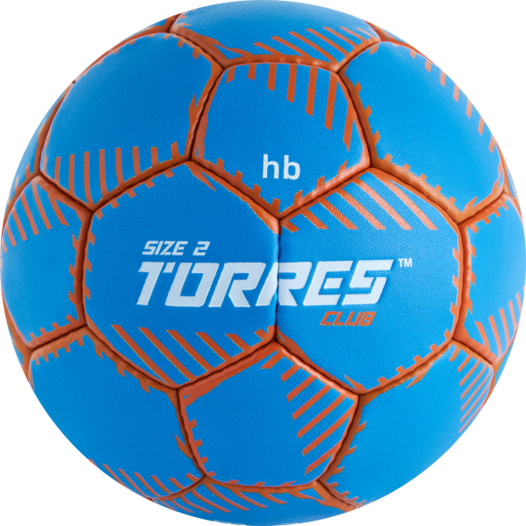 Мяч ганд. TORRES Club, H32442, р.2, ПУ, 5 подкл. слоев, руч. сшивка, синий