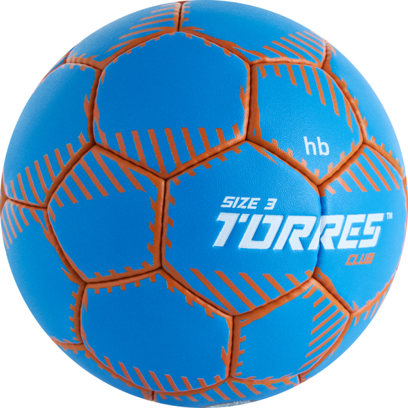 Мяч ганд. TORRES Club, H32443, р.3, ПУ, 5 подкл. слоев, руч. сшивка, синий