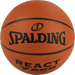 Мяч баск. SPALDING TF-250 React 76803z, р.5, композит. кожа (ПУ), коричн-черн.