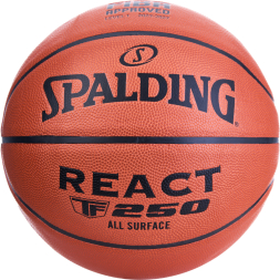 Мяч баск. SPALDING TF-250 React 76967z, р.7, FIBA Approved, композит. кожа (ПУ), коричнево-черный