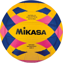 Мяч для водного поло MIKASA WP440C р.4, жен, WA Approved, резина, вес 400-450гр, желт-сине-роз