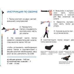 Палки для скандинавской ходьбы Ergo-50 Е-0674, длина 110-140см.
