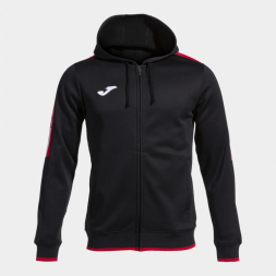CHAQUETA CON CAPUCHA OLIMPIADA NEGRO ROJO