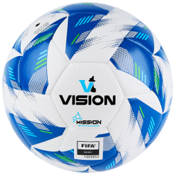 Мяч футб. VISION Mission, FV324075,р.5, FIFA Basic,PU, 32 пан, гибрид. сшив.,бел-синий