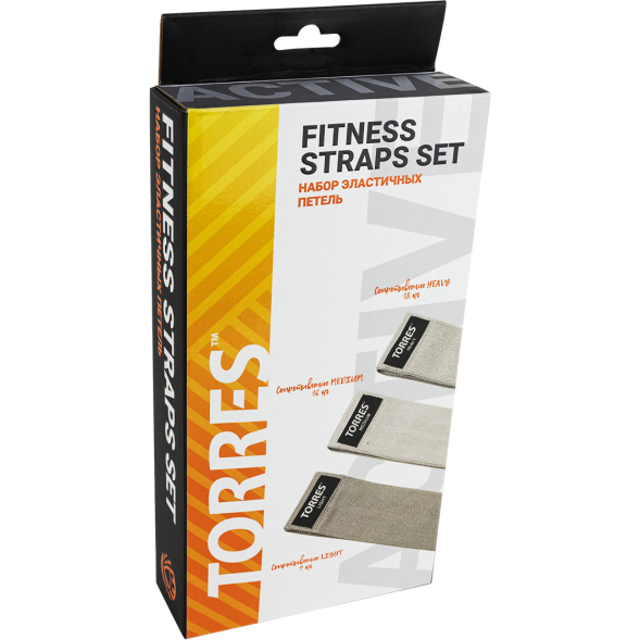 Набор эластичных петель TORRES AL02205, 3 штуки, тканевые, чехол, размер 38х8 см