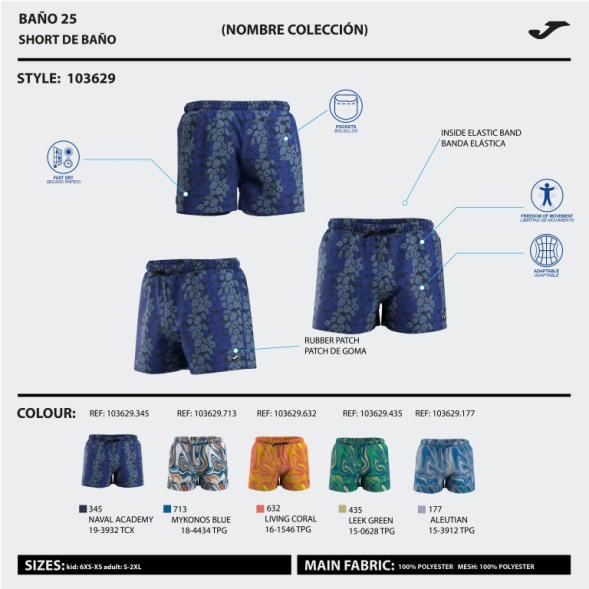 BERMUDA DE BAÑO SANTA MÓNICA GRIS AZUL