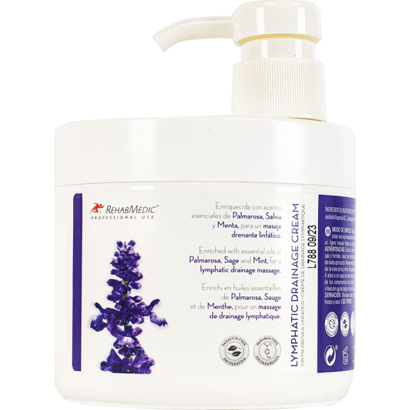 Лимфодренажный массажный крем Rehab, RMG1004500, 500 мл