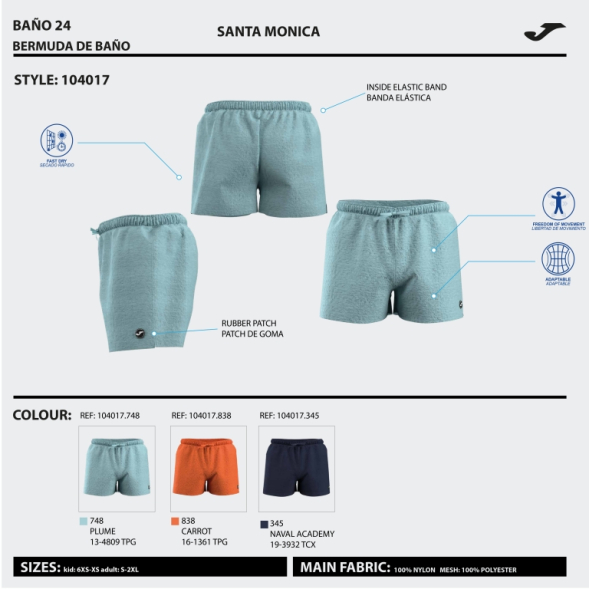 BERMUDA DE BAÑO SANTA MÓNICA AZUL