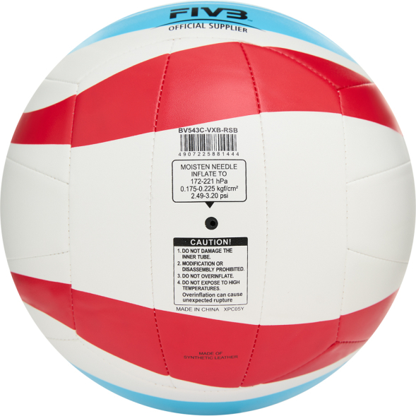 Мяч вол. пляжн. MIKASA BV543C-VXB-RSB, 18 панелей,синт.кожа (ТПУ), маш.сш.,бут.кам,бело-сине-красный