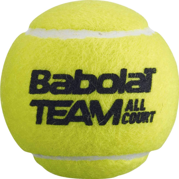 Мяч теннисный BABOLAT Team All Court,502081, уп.4 шт,одобр.ITF, сукно, нат.резина,желтый